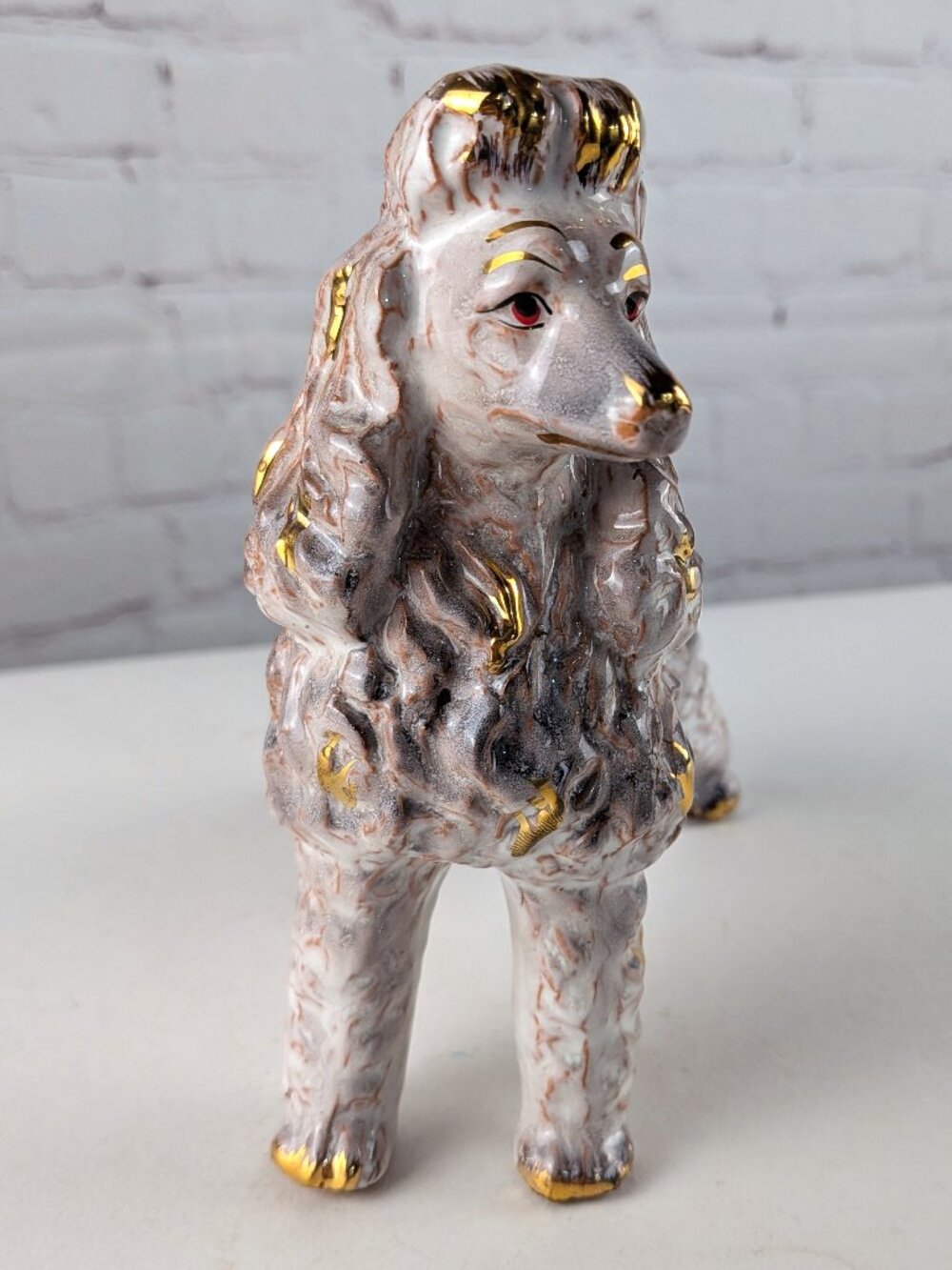 Vintage 50s/60s Pink/Gold Ceramic Poodle Statue - Picture 3 of 12